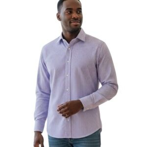 Burberry London 16 33 Stripe Purple Button Shirt 100% Cotton Vintage 2000s